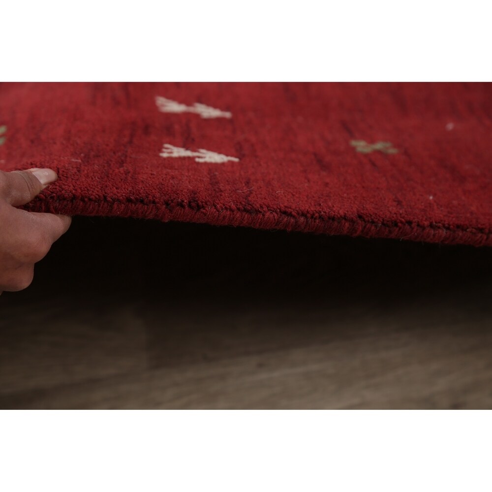 Gabbeh Contemporary Abstract Hand-Knotted Wool Indian Area Rug - 11'6" x 8'5"
