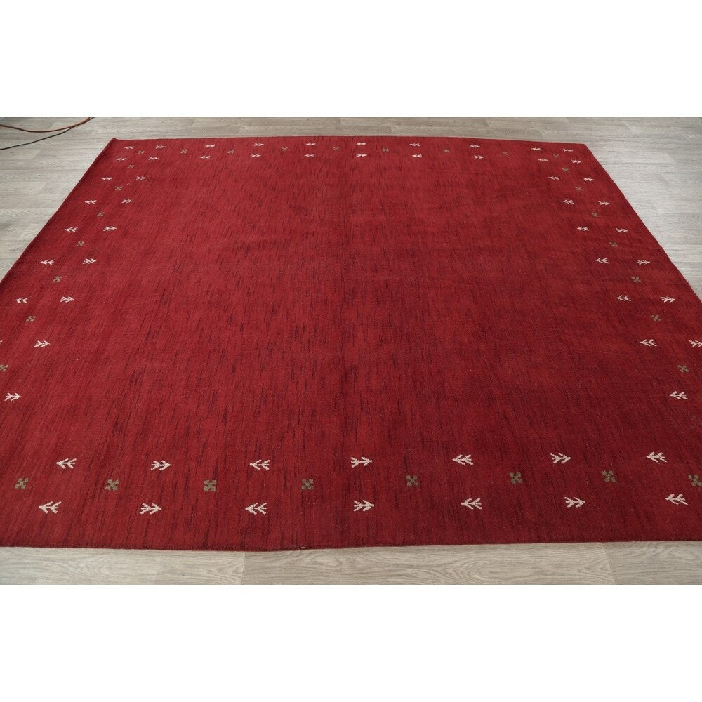 Gabbeh Contemporary Abstract Hand-Knotted Wool Indian Area Rug - 11'6" x 8'5"