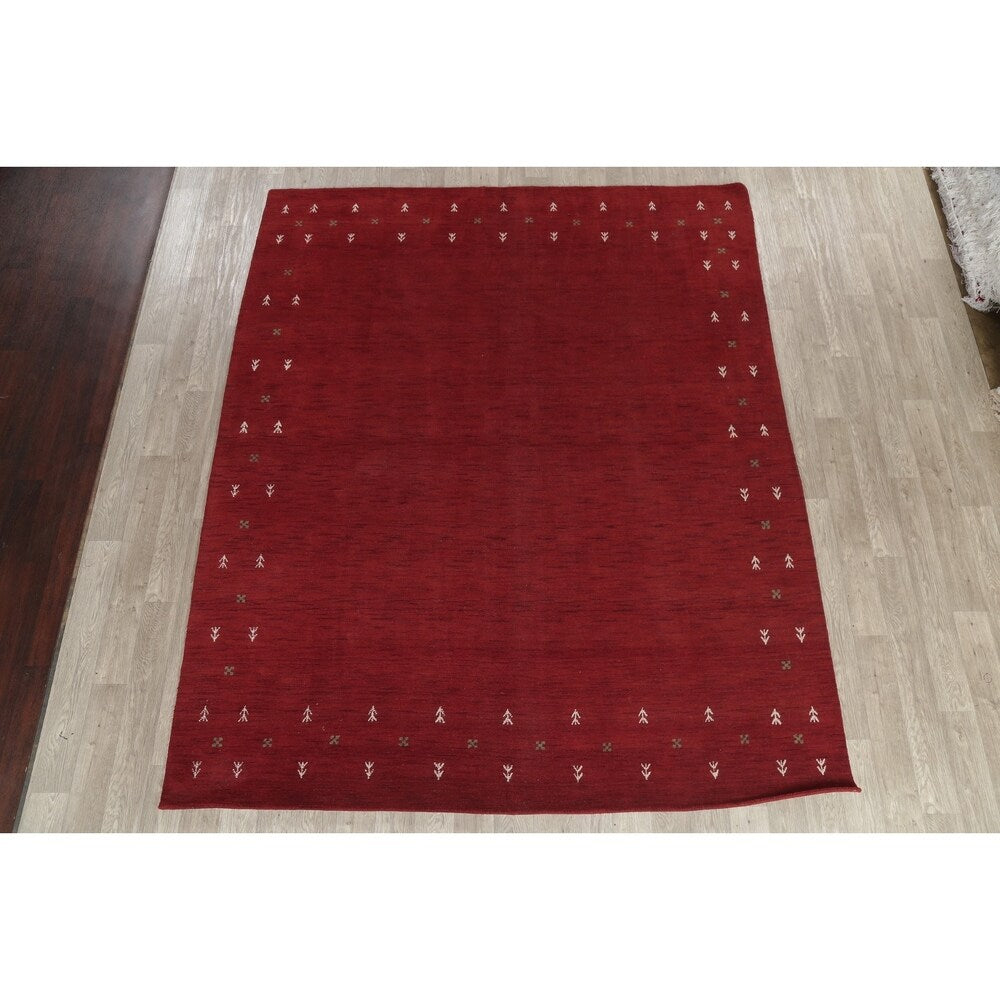 Gabbeh Contemporary Abstract Hand-Knotted Wool Indian Area Rug - 11'6" x 8'5"
