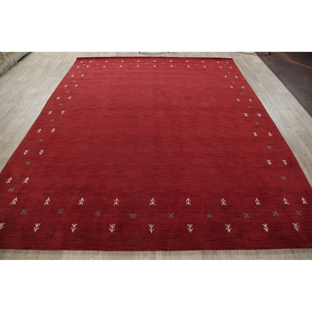Gabbeh Contemporary Abstract Hand-Knotted Wool Indian Area Rug - 11'6" x 8'5"
