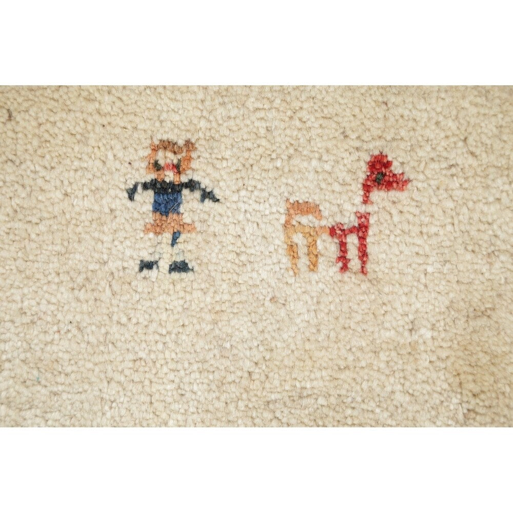 Gabbeh Contemporary Hand-Knotted Wool Persian Oriental Area Rug - 9'1" x 6'8"