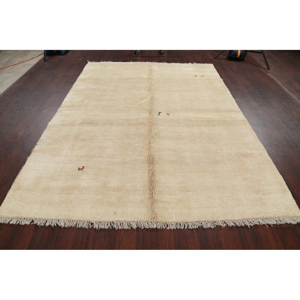 Gabbeh Contemporary Hand-Knotted Wool Persian Oriental Area Rug - 9'1" x 6'8"