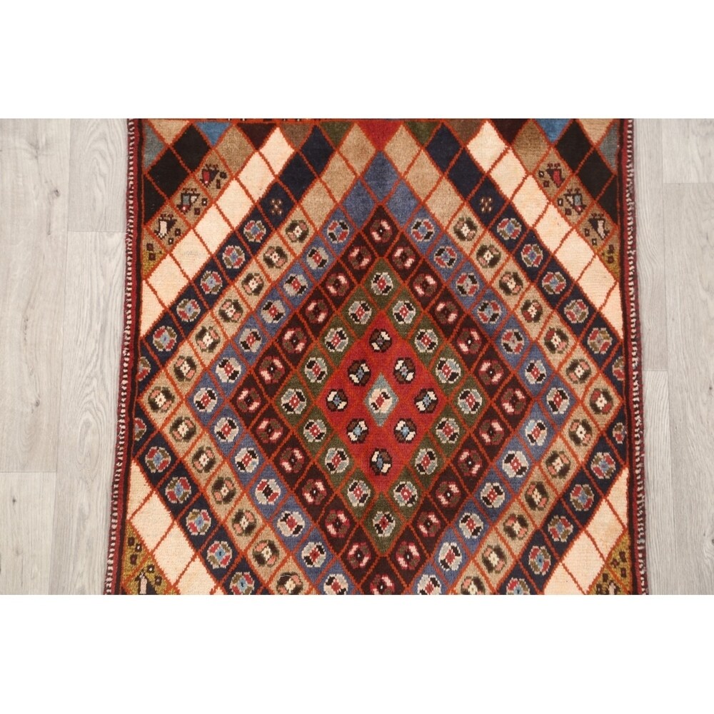 Gabbeh Geometric Hand Knotted Wool Persian Area Rug - 4'6" x 3'3"