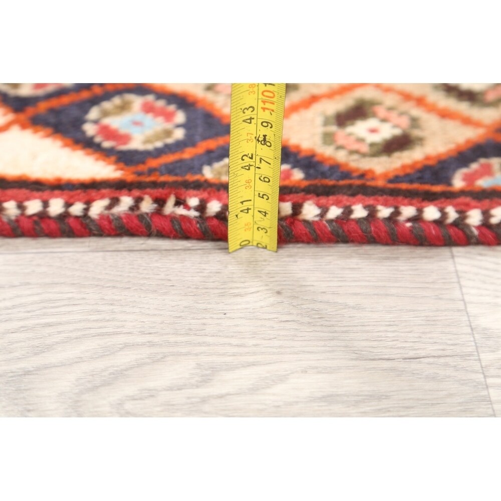 Gabbeh Geometric Hand Knotted Wool Persian Area Rug - 4'6" x 3'3"
