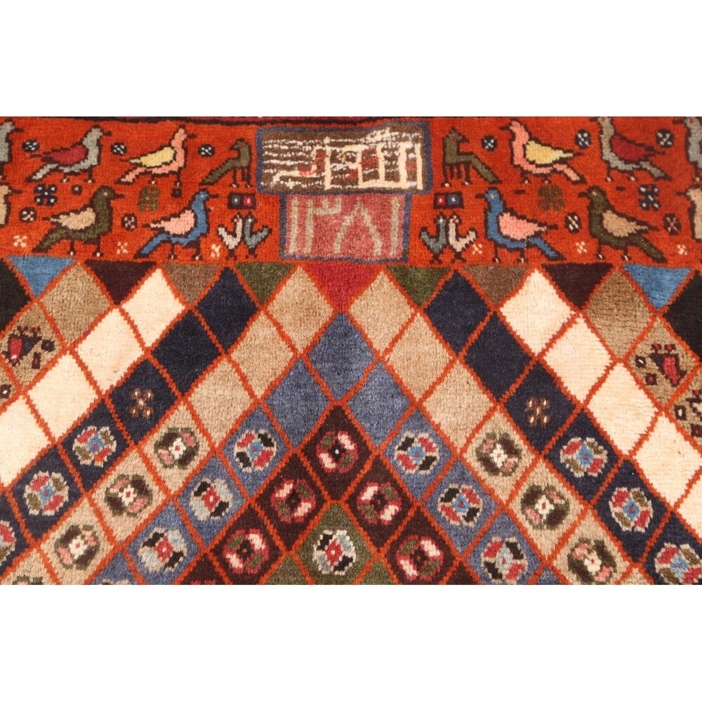 Gabbeh Geometric Hand Knotted Wool Persian Area Rug - 4'6" x 3'3"