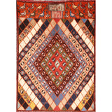 Gabbeh Geometric Hand Knotted Wool Persian Area Rug - 4'6" x 3'3"