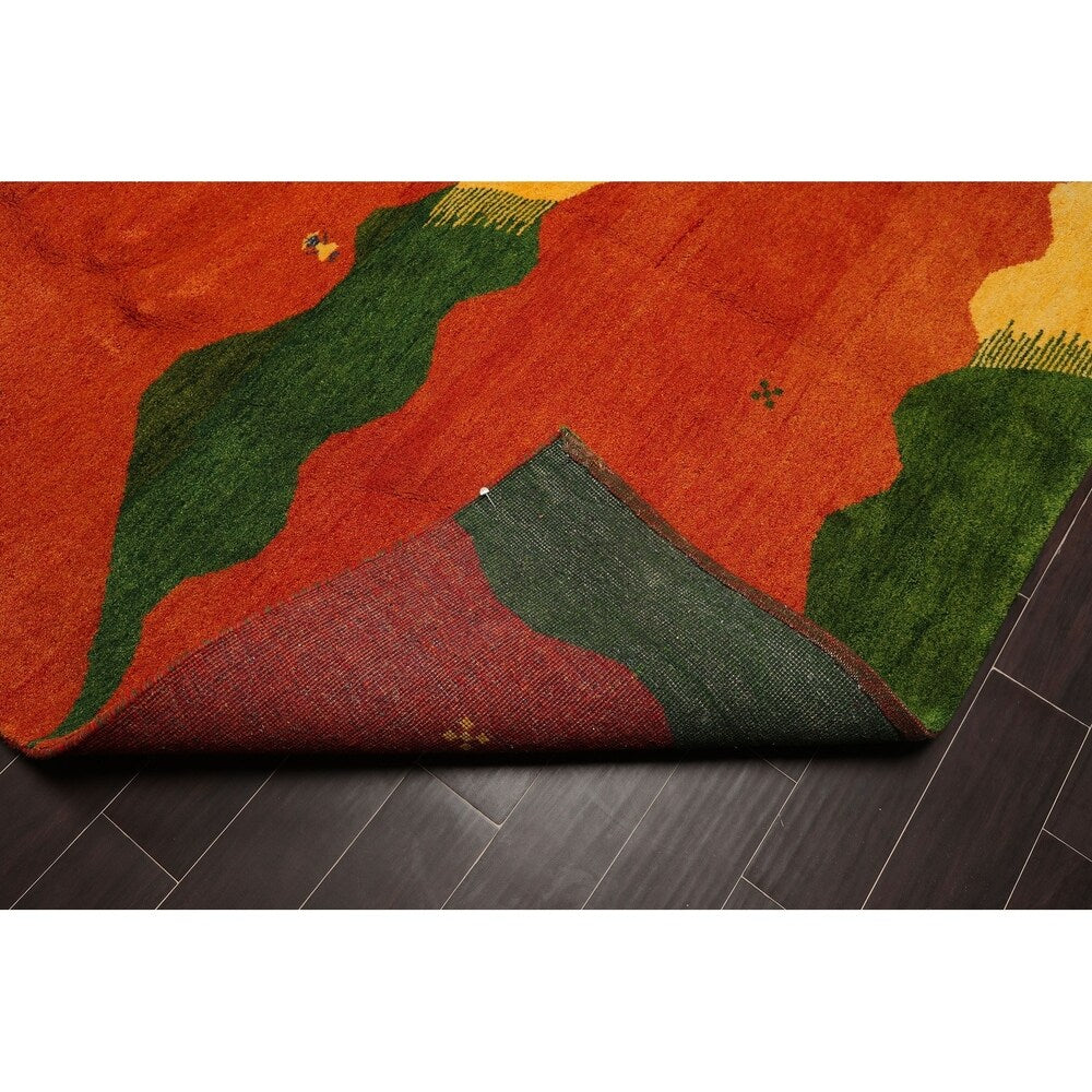 Gabbeh Hand Knotted Wool Oriental Area Rug (8'x10') - 8' x 10'