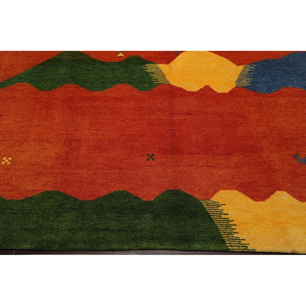 Gabbeh Hand Knotted Wool Oriental Area Rug (8'x10') - 8' x 10'