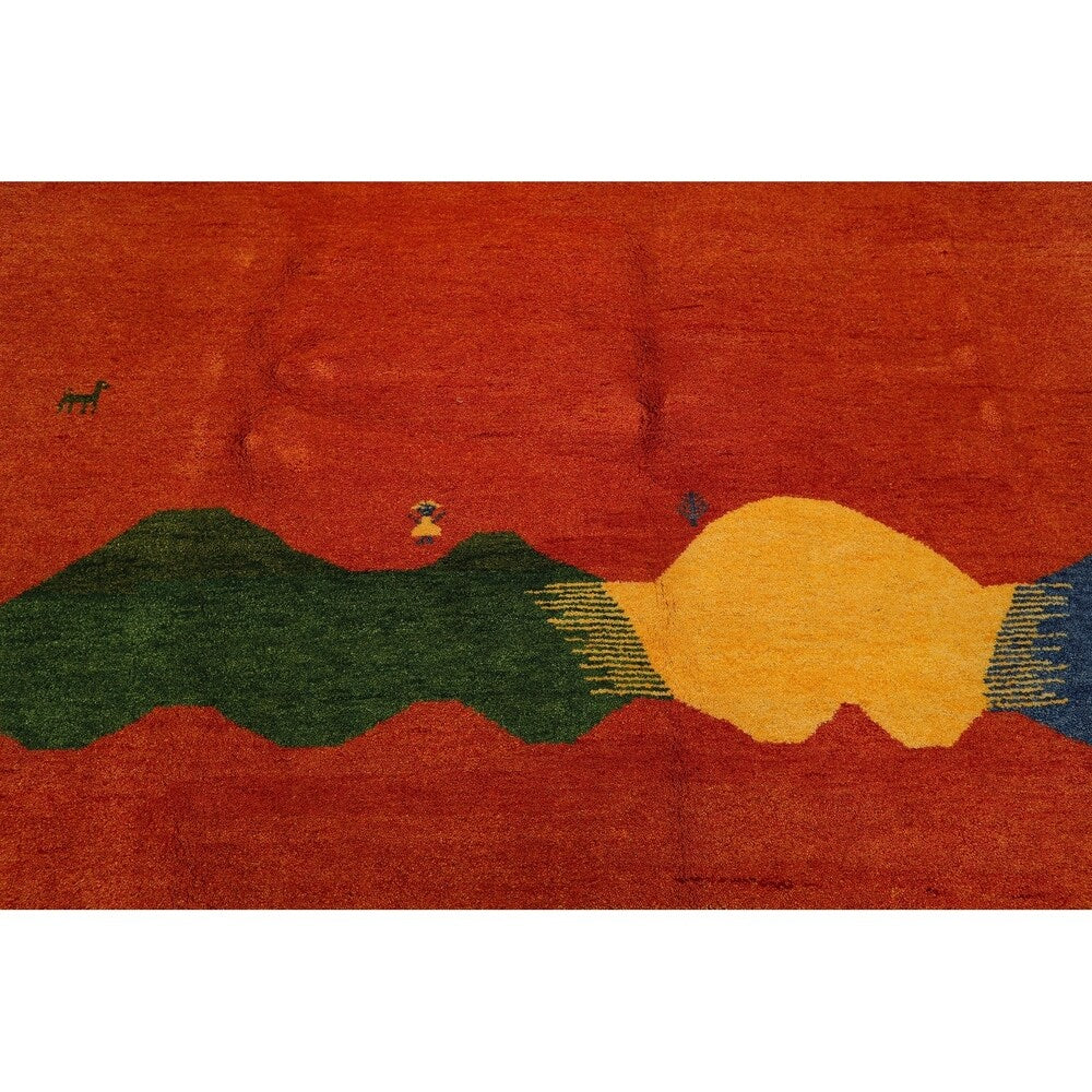 Gabbeh Hand Knotted Wool Oriental Area Rug (8'x10') - 8' x 10'