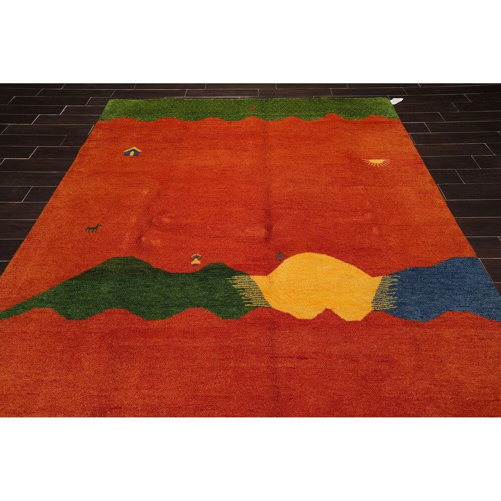 Gabbeh Hand Knotted Wool Oriental Area Rug (8'x10') - 8' x 10'