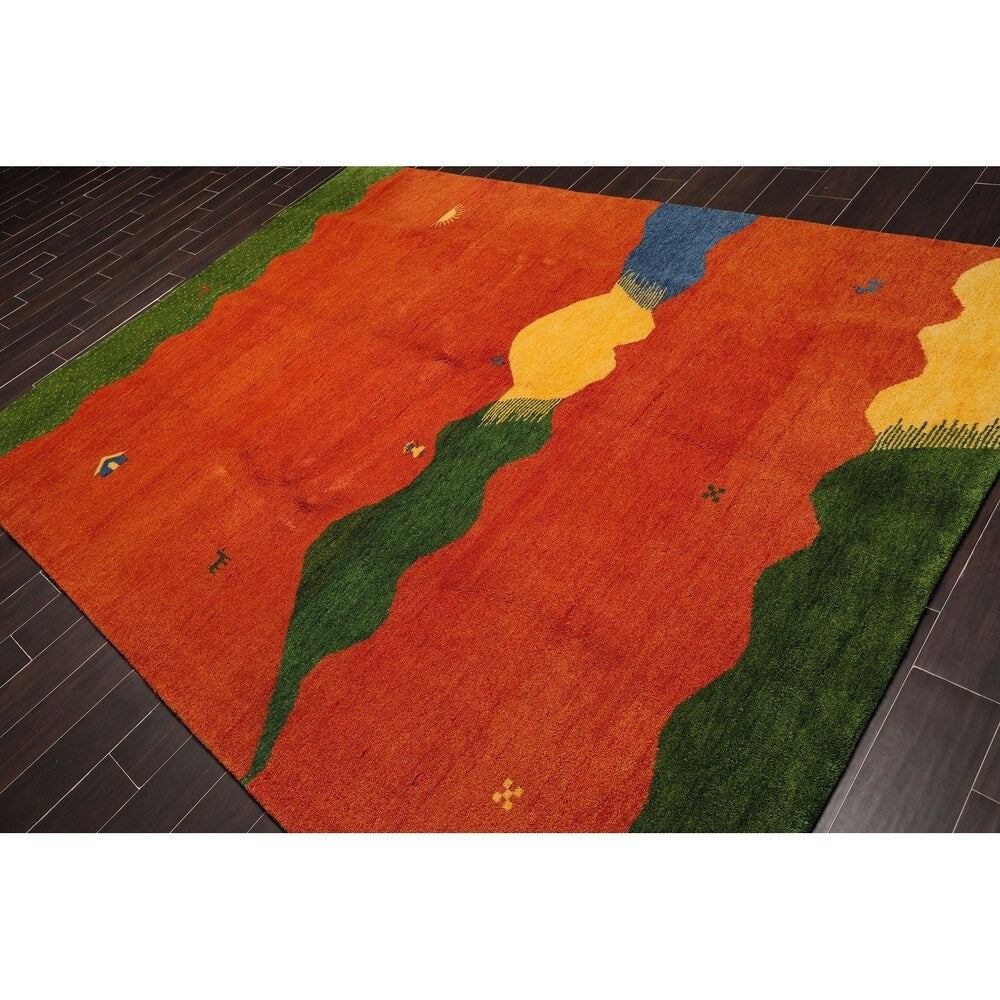 Gabbeh Hand Knotted Wool Oriental Area Rug (8'x10') - 8' x 10'
