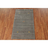 Gabbeh Indian Area Rug Hand-knotted Accent Wool Carpet - 2'10"x 4'10"