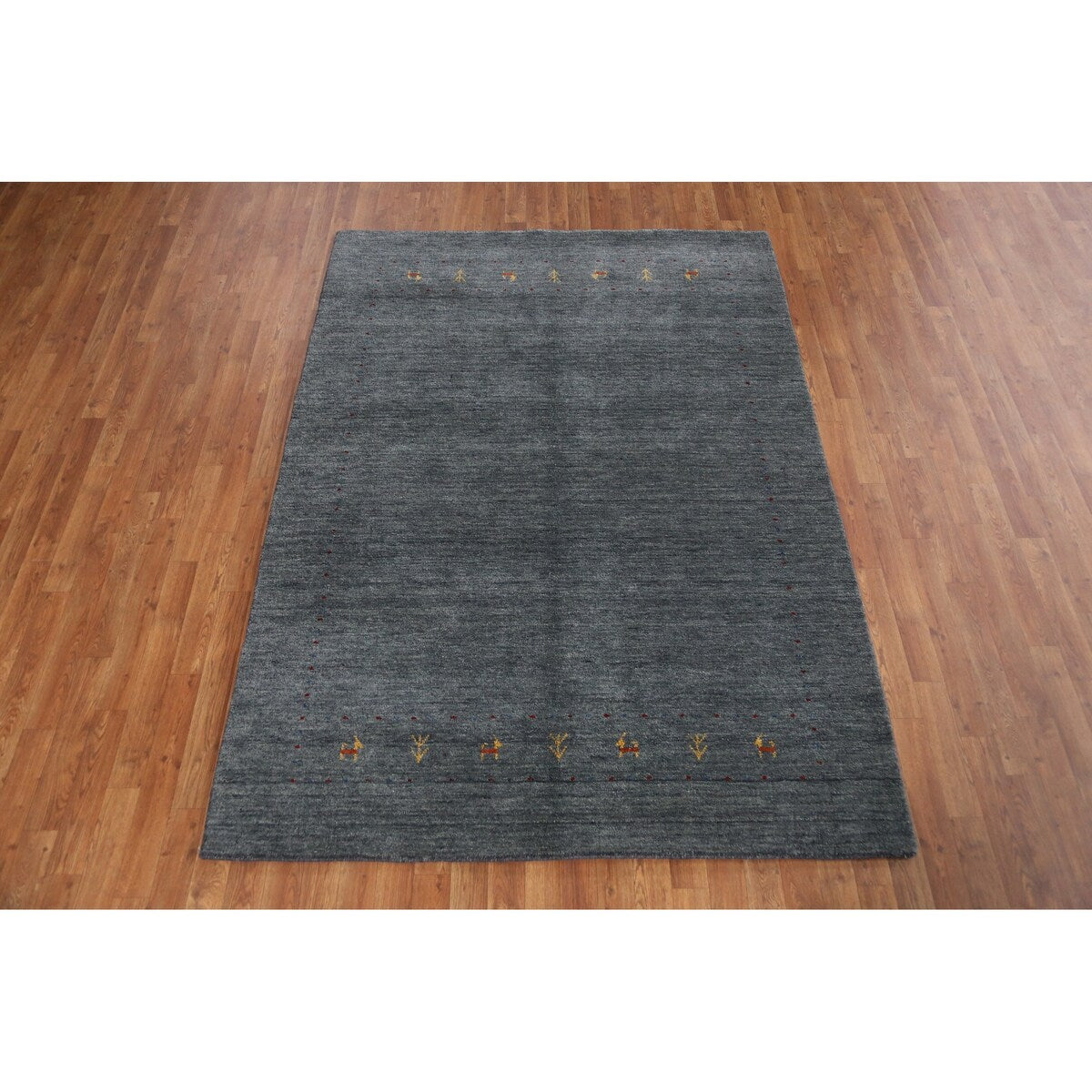 Gabbeh Indian Area Rug Handmade Grey Tribal Wool Carpet - 5'5" x 7'6"
