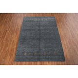 Gabbeh Indian Area Rug Handmade Grey Tribal Wool Carpet - 5'5" x 7'6"