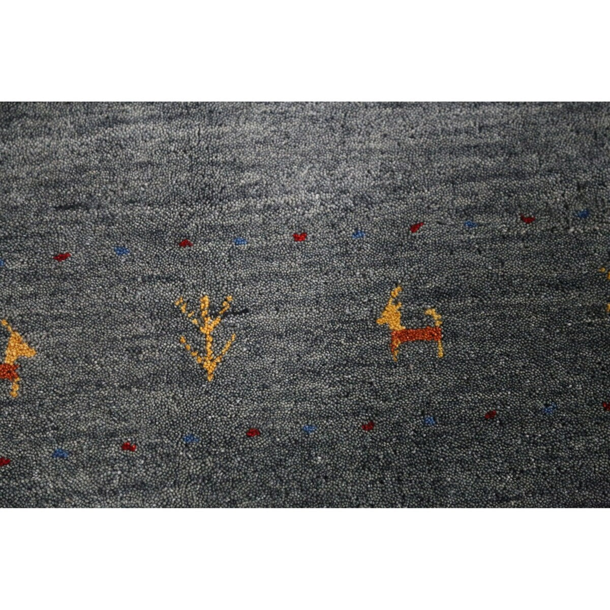 Gabbeh Indian Area Rug Handmade Grey Tribal Wool Carpet - 5'5" x 7'6"