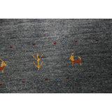 Gabbeh Indian Area Rug Handmade Grey Tribal Wool Carpet - 5'5" x 7'6"