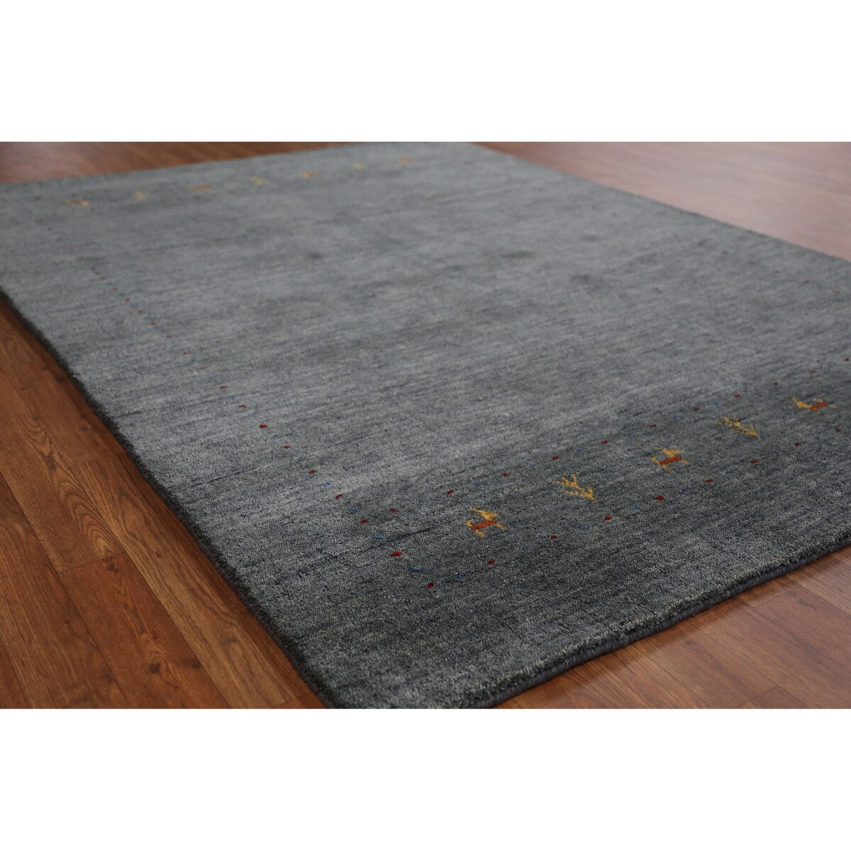Gabbeh Indian Area Rug Handmade Grey Tribal Wool Carpet - 5'5" x 7'6"