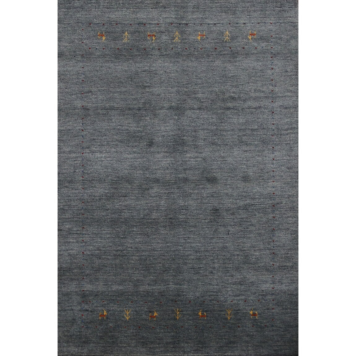 Gabbeh Indian Area Rug Handmade Grey Tribal Wool Carpet - 5'5" x 7'6"