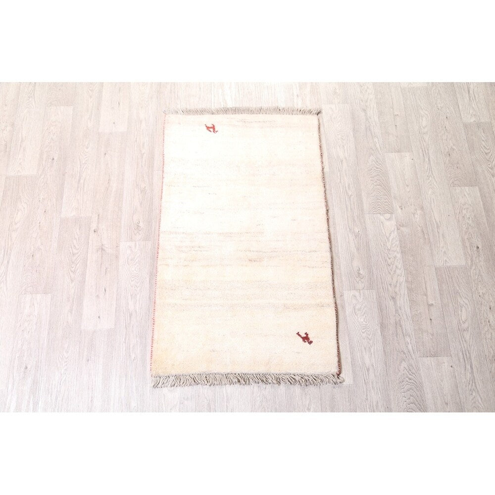 Gabbeh Modern Solid Hand Made Wool Persian Small Area Rug - 4'2" x 2'7"