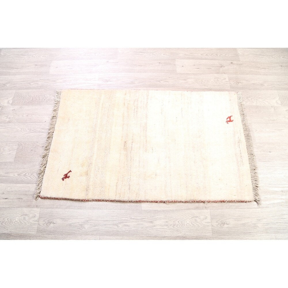 Gabbeh Modern Solid Hand Made Wool Persian Small Area Rug - 4'2" x 2'7"