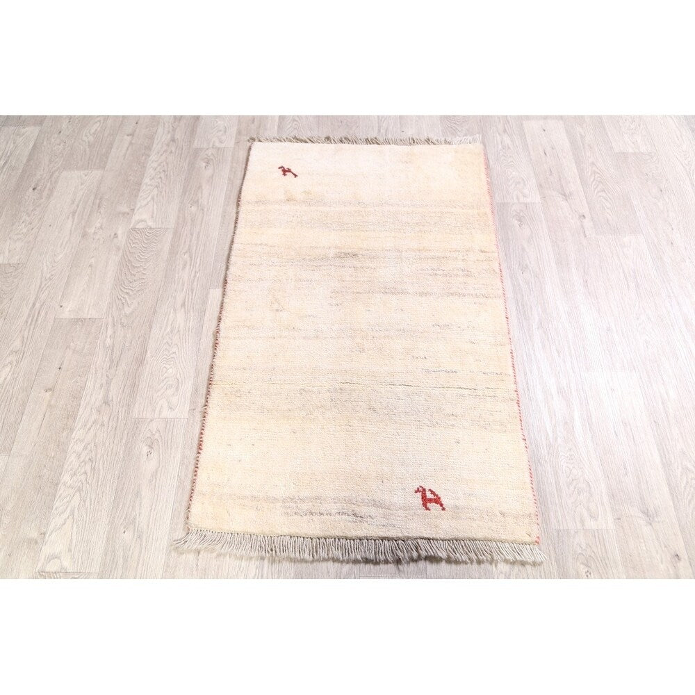 Gabbeh Modern Solid Hand Made Wool Persian Small Area Rug - 4'2" x 2'7"