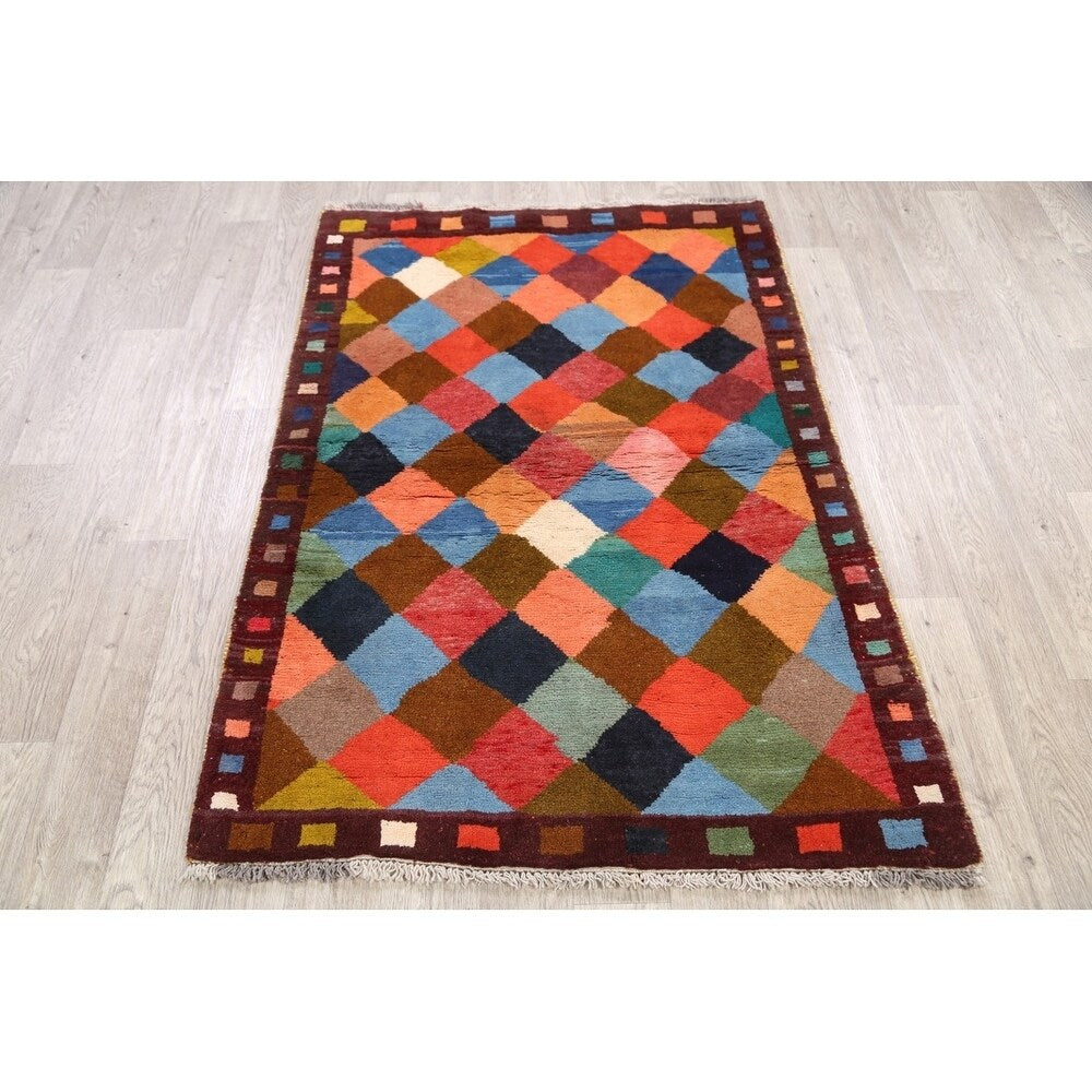 Gabbeh Modern Tribal Hand Made Wool Persian Area Rug - 5'3" x 3'10"
