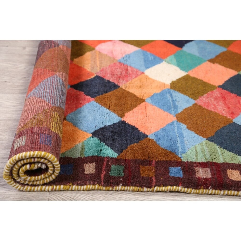 Gabbeh Modern Tribal Hand Made Wool Persian Area Rug - 5'3" x 3'10"