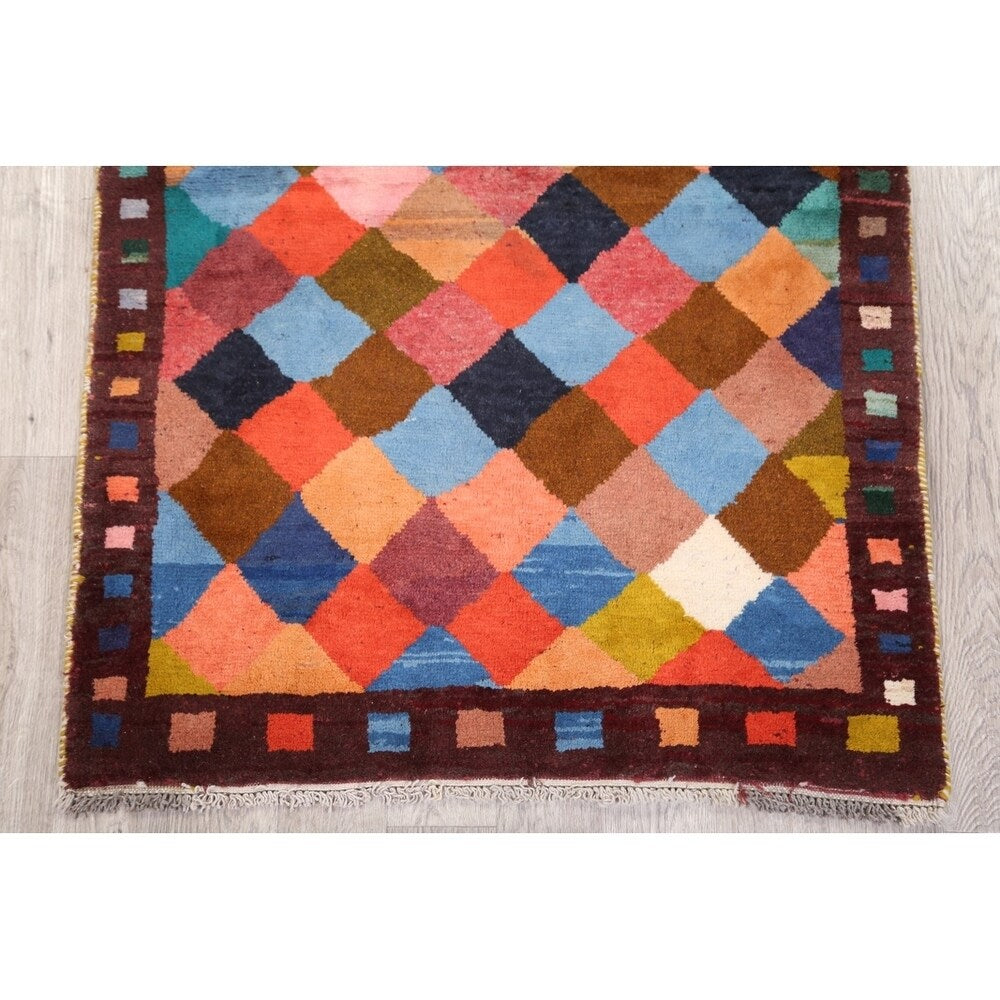 Gabbeh Modern Tribal Hand Made Wool Persian Area Rug - 5'3" x 3'10"