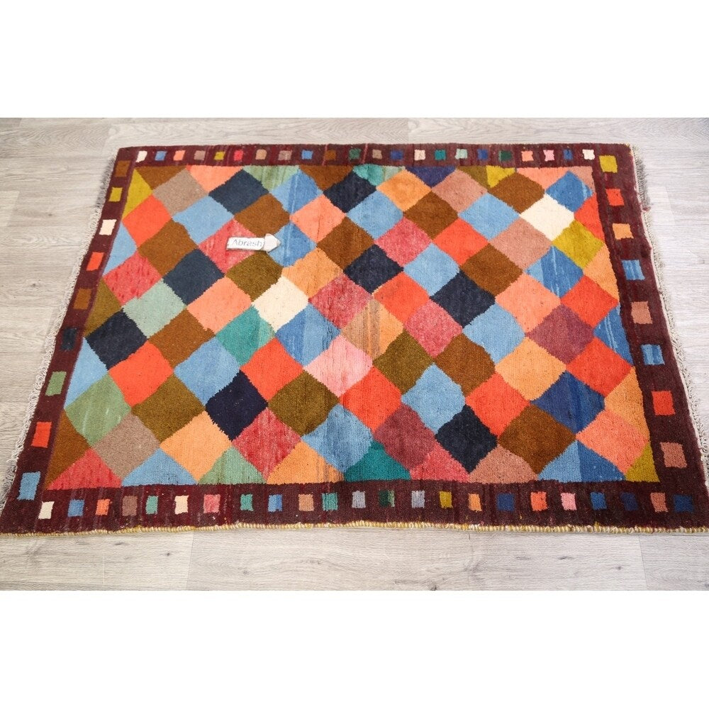 Gabbeh Modern Tribal Hand Made Wool Persian Area Rug - 5'3" x 3'10"