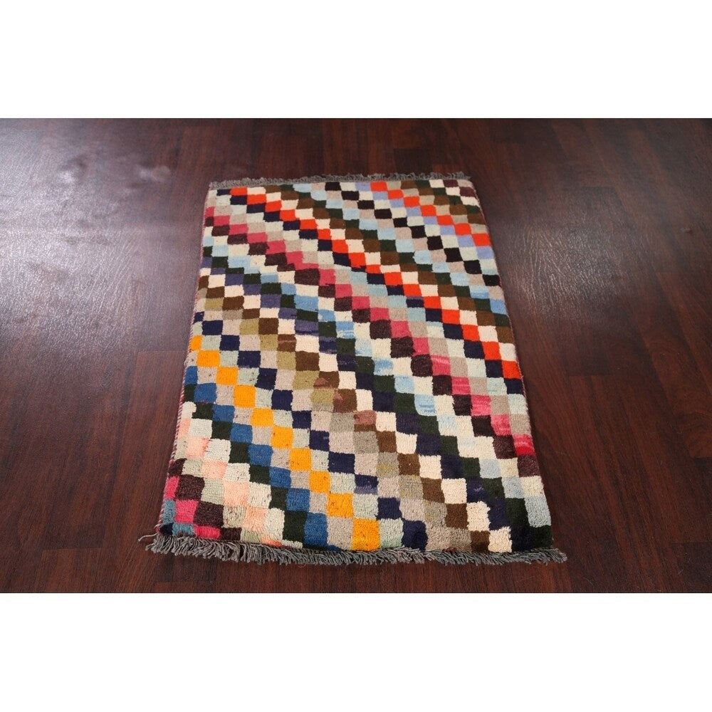 Gabbeh Modern Tribal Handmade Wool Persian Small Area Rug - 3'11" x 2'10"
