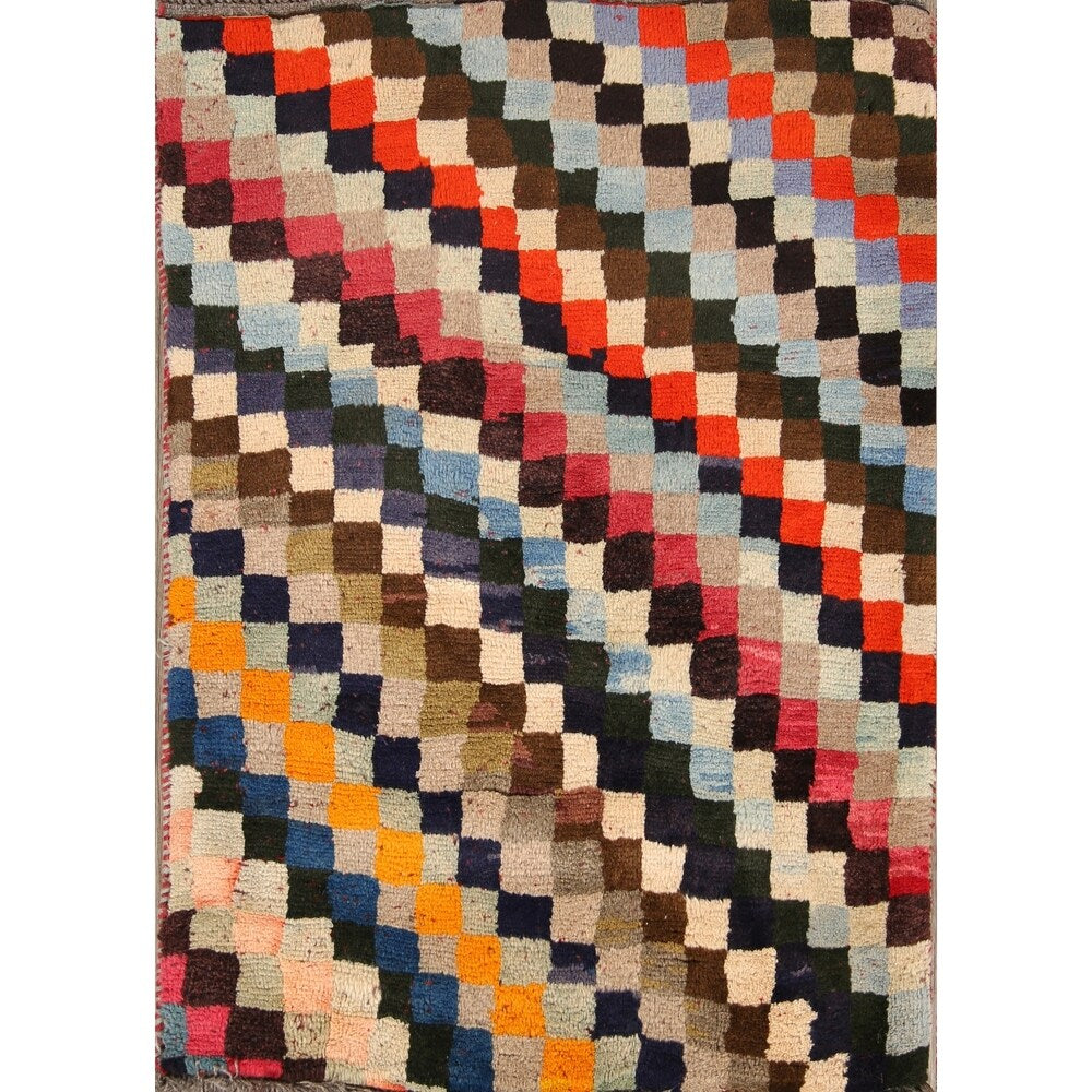 Gabbeh Modern Tribal Handmade Wool Persian Small Area Rug - 3'11" x 2'10"