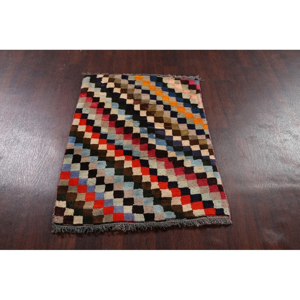 Gabbeh Modern Tribal Handmade Wool Persian Small Area Rug - 3'11" x 2'10"