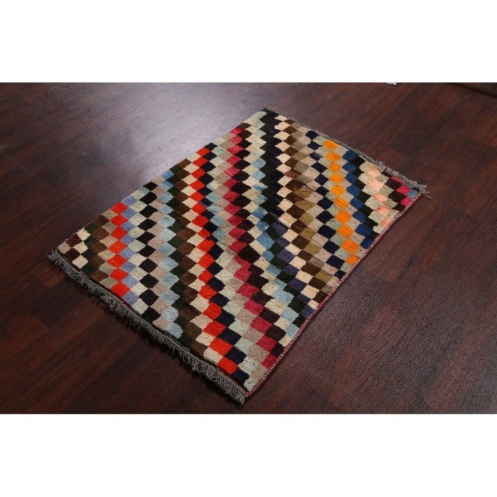 Gabbeh Modern Tribal Handmade Wool Persian Small Area Rug - 3'11" x 2'10"