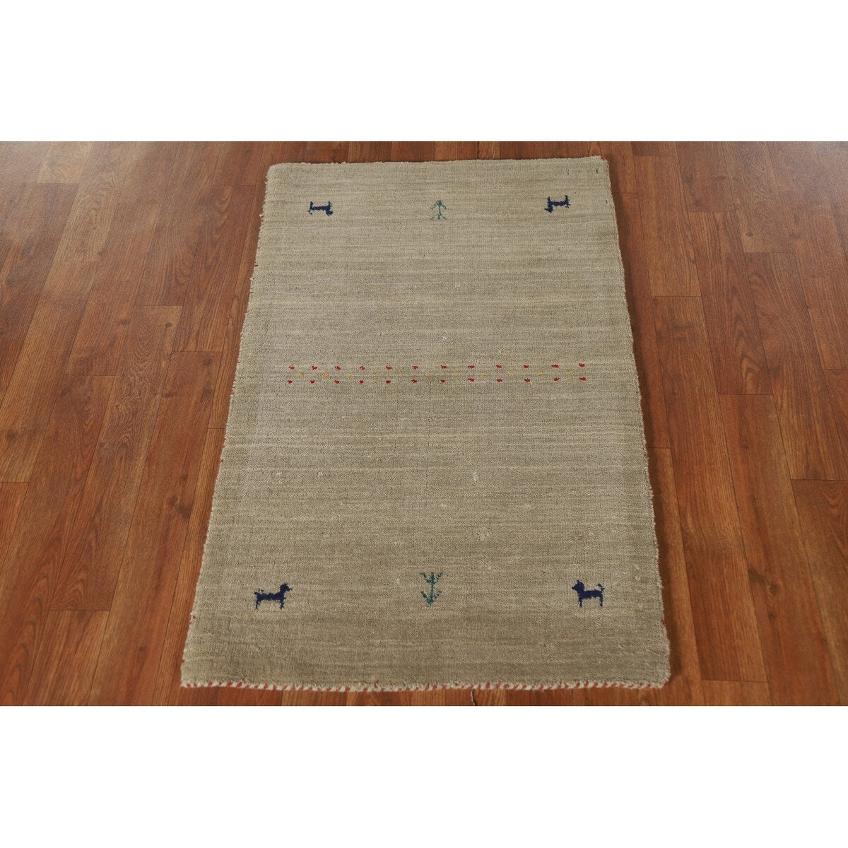 Gabbeh Oriental Area Rug Handmade Tribal Beige Wool Carpet - 2'0"x 3'0"