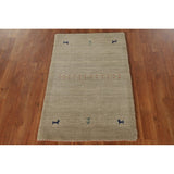 Gabbeh Oriental Area Rug Handmade Tribal Beige Wool Carpet - 2'0"x 3'0"