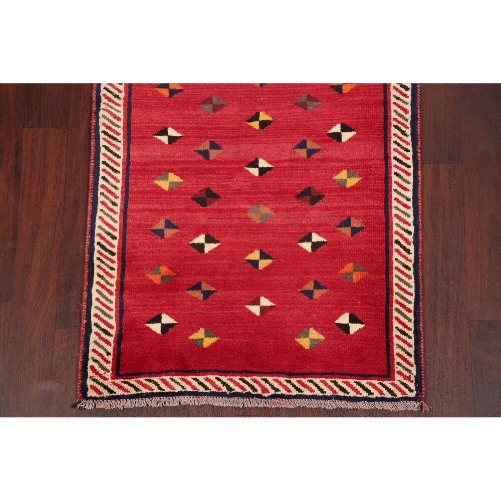 Gabbeh Oriental Hand Knotted Wool Persian Rug - 8'5" x 3'2" Runner