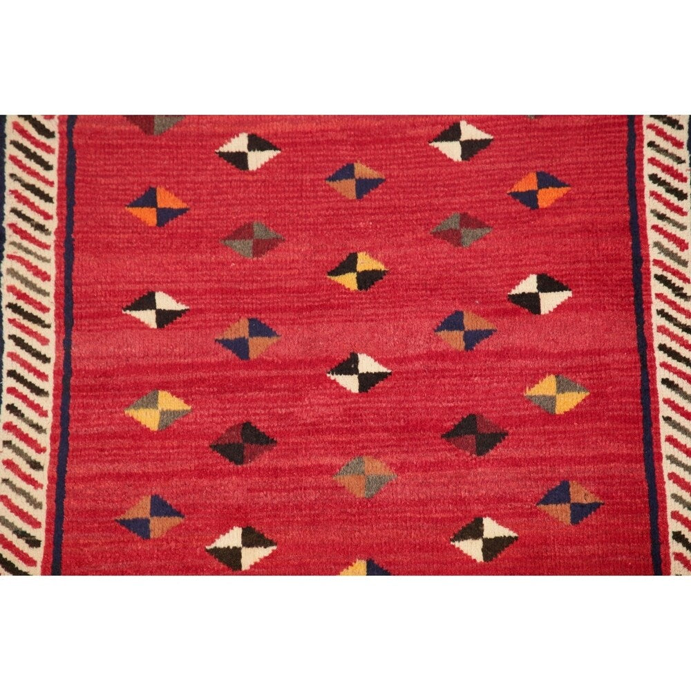 Gabbeh Oriental Hand Knotted Wool Persian Rug - 8'5" x 3'2" Runner