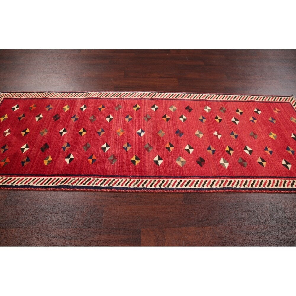 Gabbeh Oriental Hand Knotted Wool Persian Rug - 8'5" x 3'2" Runner