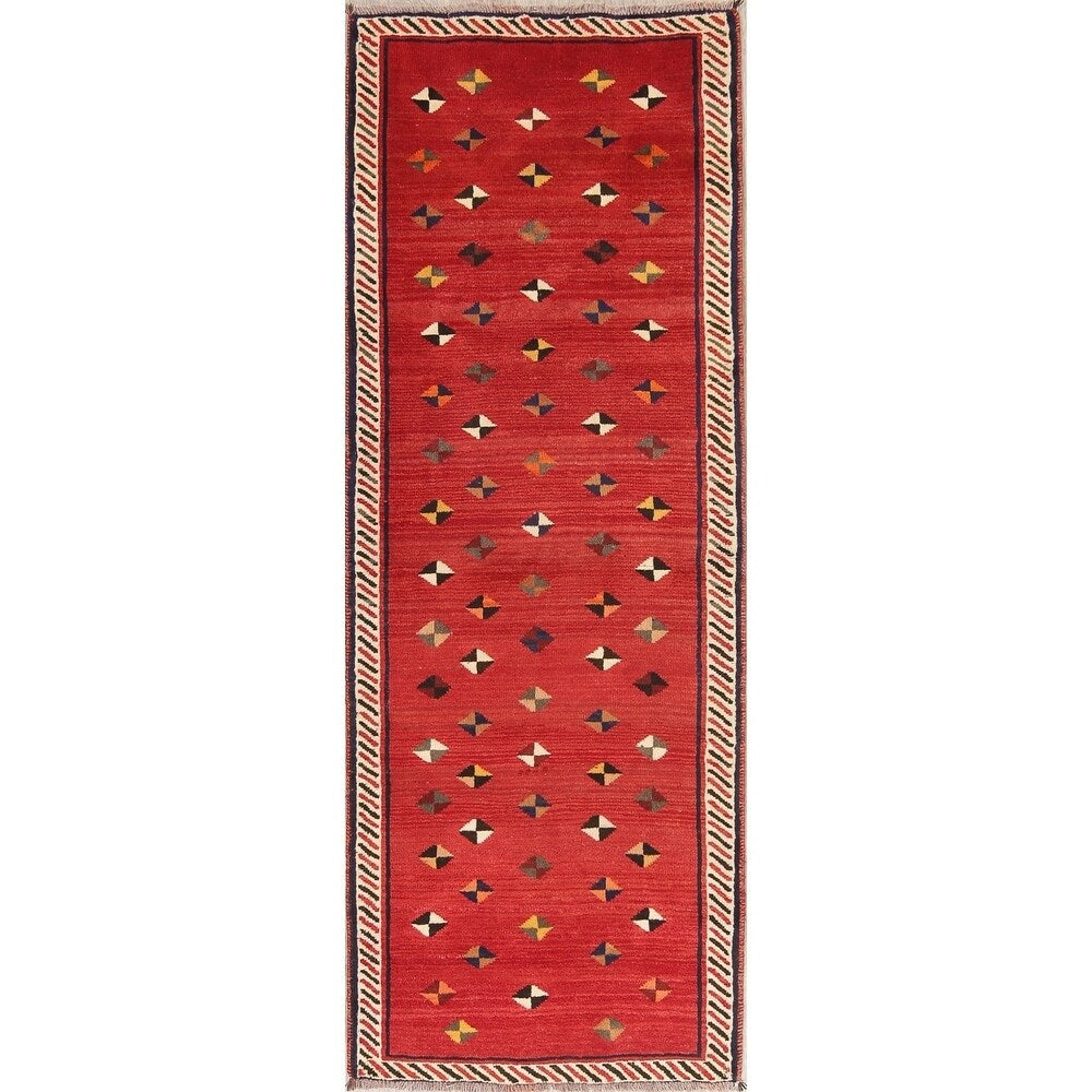 Gabbeh Oriental Hand Knotted Wool Persian Rug - 8'5" x 3'2" Runner