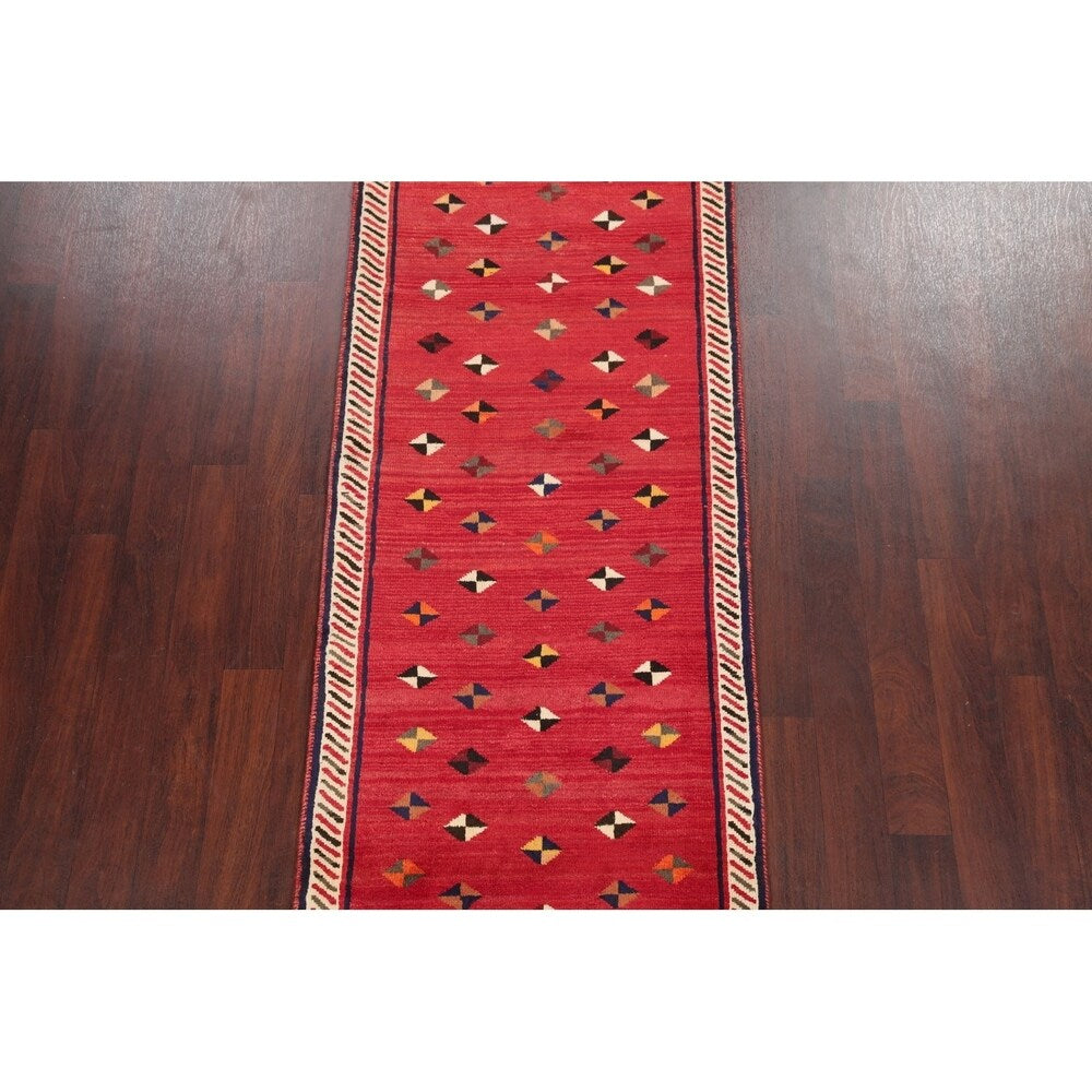 Gabbeh Oriental Hand Knotted Wool Persian Rug - 8'5" x 3'2" Runner
