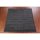 Gabbeh Oriental Rug Hand-Knotted Grey Tribal Wool Carpet - 9'9" x 9'6"