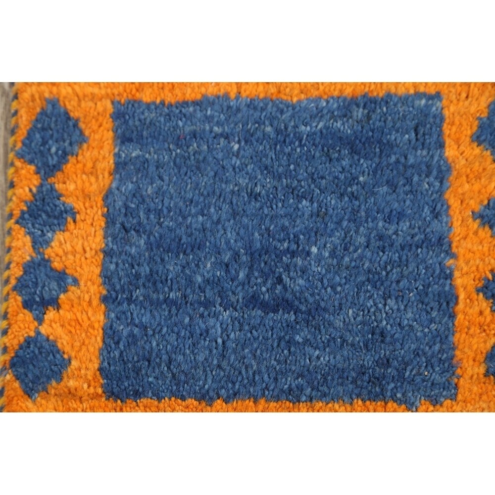 Gabbeh Shiraz Hand Knotted Persian Modern Bordered Area Rug - 1'3" x 1'2" Square