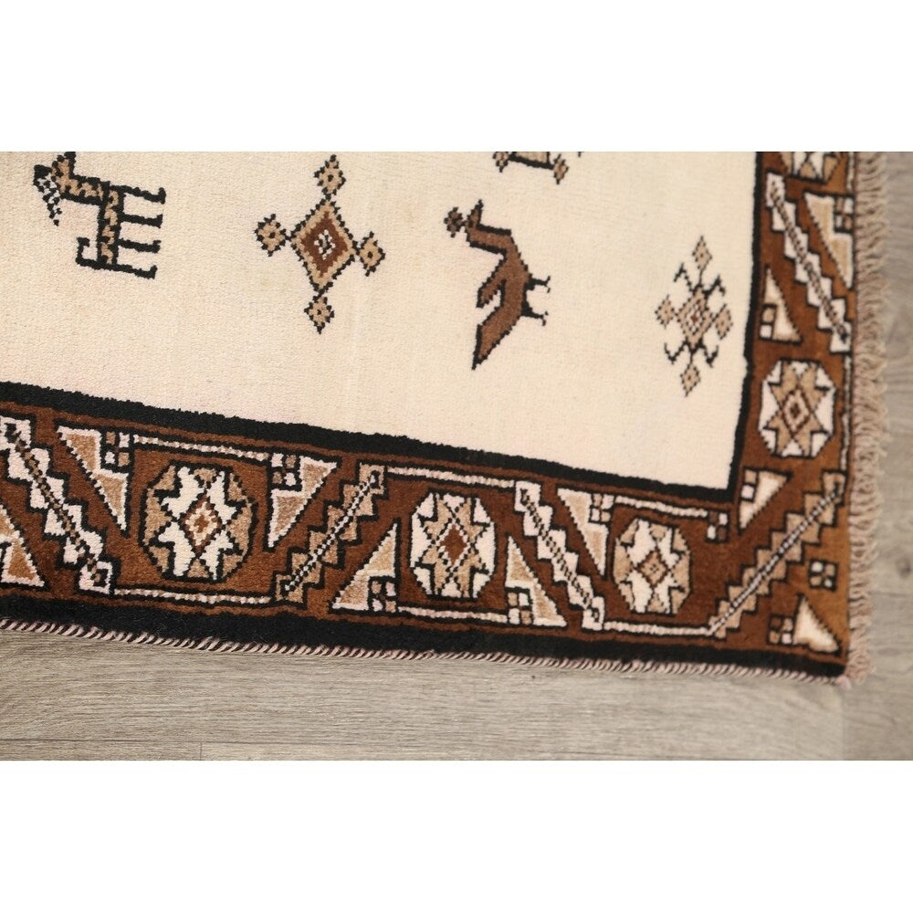 Gabbeh Shiraz Hand Knotted Wool Persian Modern Area Rug Tribal Carpet - 6'4" x 3'6"