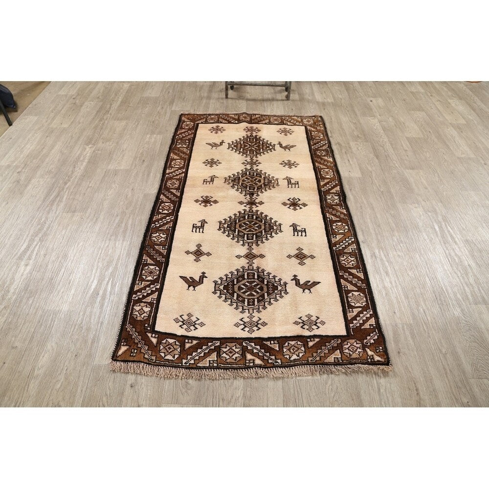 Gabbeh Shiraz Hand Knotted Wool Persian Modern Area Rug Tribal Carpet - 6'4" x 3'6"
