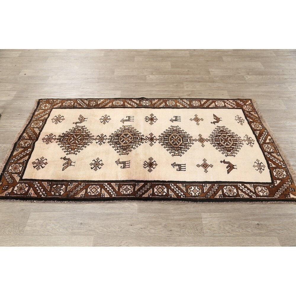 Gabbeh Shiraz Hand Knotted Wool Persian Modern Area Rug Tribal Carpet - 6'4" x 3'6"