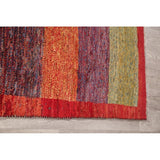 Gabbeh Shiraz Handmade Persian Modern Stripe Bordered Rug - 6'11" x 2'11" Runner
