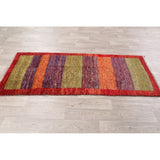 Gabbeh Shiraz Handmade Persian Modern Stripe Bordered Rug - 6'11" x 2'11" Runner