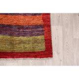 Gabbeh Shiraz Handmade Persian Modern Stripe Bordered Rug - 6'11" x 2'11" Runner