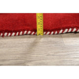 Gabbeh Shiraz Handmade Wool Persian Modern Rug Solid Red Carpet - 6'4" x 3'2" Runner