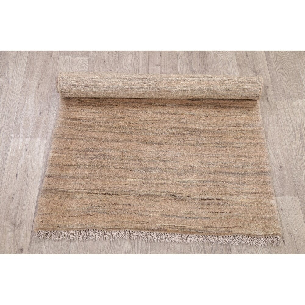 Gabbeh Zollanvari Contemporary Solid Striped Handmade Persian Area Rug - 3'11" x 2'11"